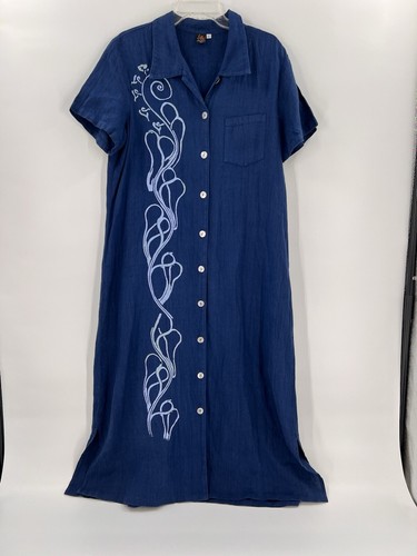 Abito camicia lino - , blu